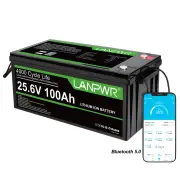 [EU Direct] LANPWR 24V 100Ah LiFePO4 Lithium Battery Pack with Bluetooth 5.0, Backup Power, 2560Wh Energy, 4000 Deep Cyc