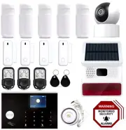 4G+Wifi App Control Wireless Home Security Alarm System+Solar Siren+Wifi Camera