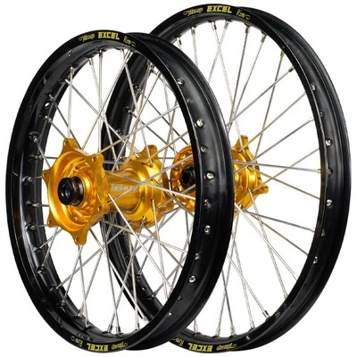 Kawasaki KX450F 2006 - 2018 Envy / Excel SNR Wheel Set 21/19 Black Rims Gold Hub