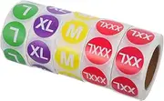 GARIOUANS 5 Rolls Multi Color Stickers for Clothing Round Shirt Labels with Text Durable Adhesive Labels for Long Term Supply for Easy Clothing Organization