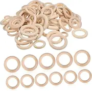 COHEALI Wood Kit 80pcs Unfinished Macrame Rings Decorative Hanging Ornaments Craft Supplies