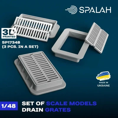 Models Drain grates (3 pcs) Scale Model Kit for Diorama 1:48 Spalah SP17348