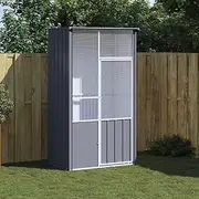 Large Outdoor Aviary for Macaw Budgie Conure Lovebird Parakeet Cockatiel, Anthracite 115x78x200 cm Galvanised Steel