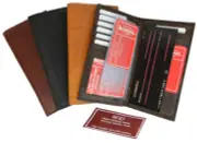 RFID Blocking Leather Checkbook Cover Secretary Card Wallet Men Lady