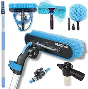 IGADPole 24ft(7m) Washing Kit: Water-fed Brush, Cobweb Duster and 10”(25cm) Squeegee and Soap Dispenser, Window Cleaning Pole, Water Fed Telescopic Brush, Window Cleaner Equipment