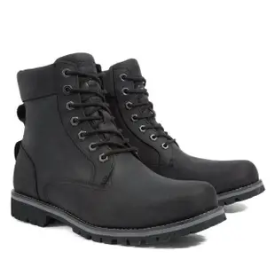 【Timberland】男款黑色全粒面皮革Rugged防水6吋靴(A2KTV015)