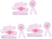 BESTonZON 3sets Maternity Pregnancy Sash Corsage Badge Mommy Daddy Baby Shower Set Reusable Comfortable Sash for Photo Props 2pcs*3