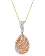 Rina Limor 14K 16.10 ct. tw. Diamond & Orange Moonstone Pendant Necklace