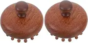 Beavorty 2pcs Wooden Scalp Massage Comb Massager Wood Head Brush Scalp Scrubber Shampoo Brush for Exfoliation Dandruff Removal Brown