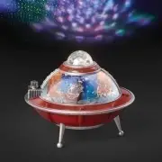 Musical ufo space ship snow globe with animation and "disco Ball" lights