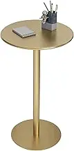 Round Metal Top Bar Height Table Bar Table Round Cocktail Bistro Tables with Gold Top and Base, for Breakfast Nook, Kitchen, Apartment, Small Spaces(60x72cm)