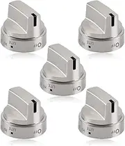 KOZHOM [Upgraded] Stainless Steel GE Stove Knob WB03X24818, Gas Range Burner Control Knob Replacement Part, Replaces AP5989029, PS11729081 (5Pcs Stainless Steel)