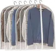 Perber Garment Bags for Hanging Clothes, 6 PCs Clear Garment Bag, Plastic Dustproof Suit Bag, Coat Protector Zippered Garment Covers for Closet Storage and Travel - 24'' x 40''/6 Pack