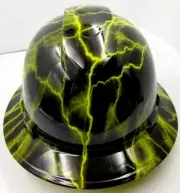Hard Hat custom hydro dipped , OSHA approved FULL BRIM, LIME LIGHTNING