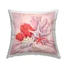 Pink Red Starfish Mixed Sea Life Outdoor Printed Pillow, 18 x 18