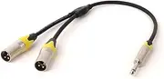 ROBAUN 1PC 6.35MM to Dual XLR Y-Splitter Cable 1/4 Inch TS Jack to 2 XLR Male/Female OFC Shielded Cable for Guitar Amplifier(Z01-D1001MX2-SLYE,0.29m)