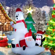 Christmas Polar Bear Sitting Santa Tree Penguin Inflatable Decor BlowUp Lawn LED