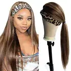 Human Hair Headband Wigs Straight Highlights 4/27 Black Blonde Wine Red Balayage