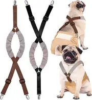 2 Pieces Dog Diaper Suspenders Belly Bands Canine Harness Keep Diaper on Your Dog for Small Medium and Large Dogs (Black, Brown, Small) Small