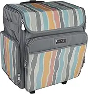 Everything Mary Rolling Craft Bag, Grey Stripes - Papercraft Tote with Wheels for Scrapbook & Art Storage - Organizer Case for IRIS Boxes, Supplies & Accessories - for Teachers & Medical