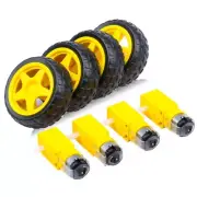 4PCS DC Electric Motor + Plastic TT Motor Tire Wheel Dual Shaft Gear Motor7623