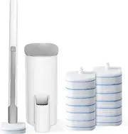 Uandhome Disposable Toilet Brush Set Cleaning Brush - Toilet Bowl Cleaner Wand, Toilet Cleaning Supplies, Toilet Brush with Holder, 14 Refills Dissolving Wands Replacement Sponge Brush Heads