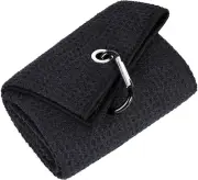 Y8HM Premium Microfiber Waffle Pattern Tri-fold Golf Towel with Carabiner Cli...