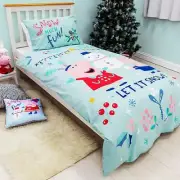 Peppa Pig Snowman Single Duvet Cover Set Children's Christmas Reversible Panel