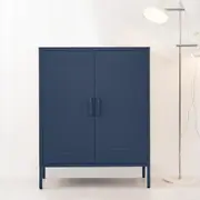Tall Metal Locker Style Buffet Sideboard Cabinet - Blue