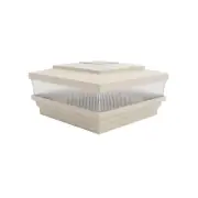 5" Sq. Cape May Scallop Lens Solar LED Lighted Vinyl Post Cap - Almond