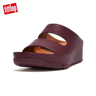 【FitFlop】SHUV TWO-BAR LEATHER SLIDES 簡約造型全皮革雙帶涼鞋-女(梅紅色)