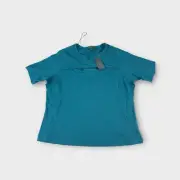Autograph Teal Cutout Ribbed Short Sleeve Top Womens Large New With Tags
