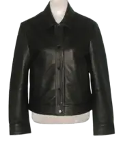 NWT REBECCA MINKOFF Cropped Snap Front Leather Jacket Women M Black MSRP$458