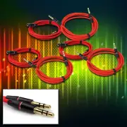 3X NEW 3.5MM AUX EXTENSION AUDIO CABLE CORD RED APPLE IPHONE 5 4S IPOD CLASSIC