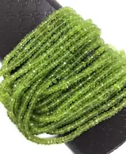 Earth Mined A+ Natural Green Peridot Faceted Rondelle 3-5MM 12.5" Gemstone Beads