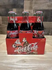 1998 Coca Cola Christmas Santa Collectible Six Pack Bottles