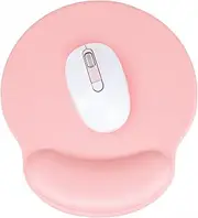 Hsurbtra Ergonomic Mouse Pad with Wrist Rest Support, Gel Mouse Pads with Non-Slip PU Base, Pain Relief Memory Foam Computer Mat, Cute Office Supplies Desk Decro Accessories, Pink
