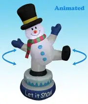 5 Foot Tall Animated Christmas Inflatable Snowman Hat Blowup LED Yard Decoration
