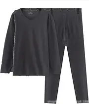 [ZJJJSKJ] Seamless Men's Thermal Underwear Set Large Size German Velvet Thermal Underwear Plus Velvet Heating Autumn Clothes Long Pants Seamless Suit Base Layer Tops and Bottoms(Size:XXX-Large,Color:Grey)