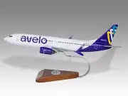 Boeing 737-800 Avelo Airlines Desk Wood Airplane New Model Small Scale 1/130