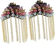 DEARMAMY 2pcs Tassel Chain Shoulder Badge Shoulder Arm Badge Rivet Epaulettes Shoulder Epaulets