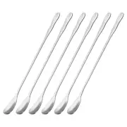 Stainless Steel Stirring Spoon, 6Pcs 7.87-Inch Long Handle Spoon (Silver)