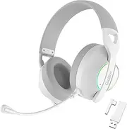 WB01 Wireless Gaming Headphones with Detachable Microphone for PS5, PS4, Switch, PC, 2.4GHz with USB Adapter and Bluetooth 5.4, 20 Hours Runtime, USB-C Charging in 2 Hours, White