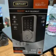 Defiant Square Satin Nickel Smart Wi-Fi Deadbolt Powered By Hubspace NEW IN BOX