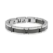 Mens Lynx black bracelet with stainless steel links 8.3 inches New With Tags