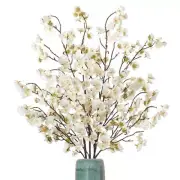 4 Pcs Artificial Cherry Blossom Flower Branches, Bulk Silk Faux Flowers White