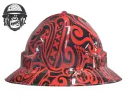Custom Hydrographic Safety Hard Hat TRIBAL RED PRO CHOICE WIDE BRIM