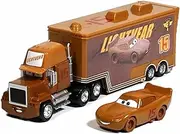 WLTK Movie Cars 2 3 Hauler Truck NO.15 Muddy McQueen & Racer Speed 2PCS Vehicles, Jackson Storm Cruz Ramirez