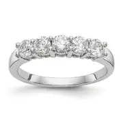 0.88ct. CZ Solid Real 14K White Gold 5-Stone Wedding Wedding Band Ring