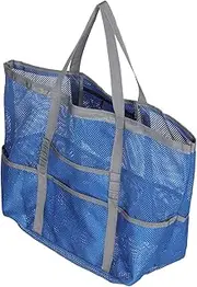 [Ipetboom] Large Mesh Beach Bag for Women Durable Tote with Handle Portable Swim Storage Bag for Cosmetics and Toiletries for Beach Days and Gym Use